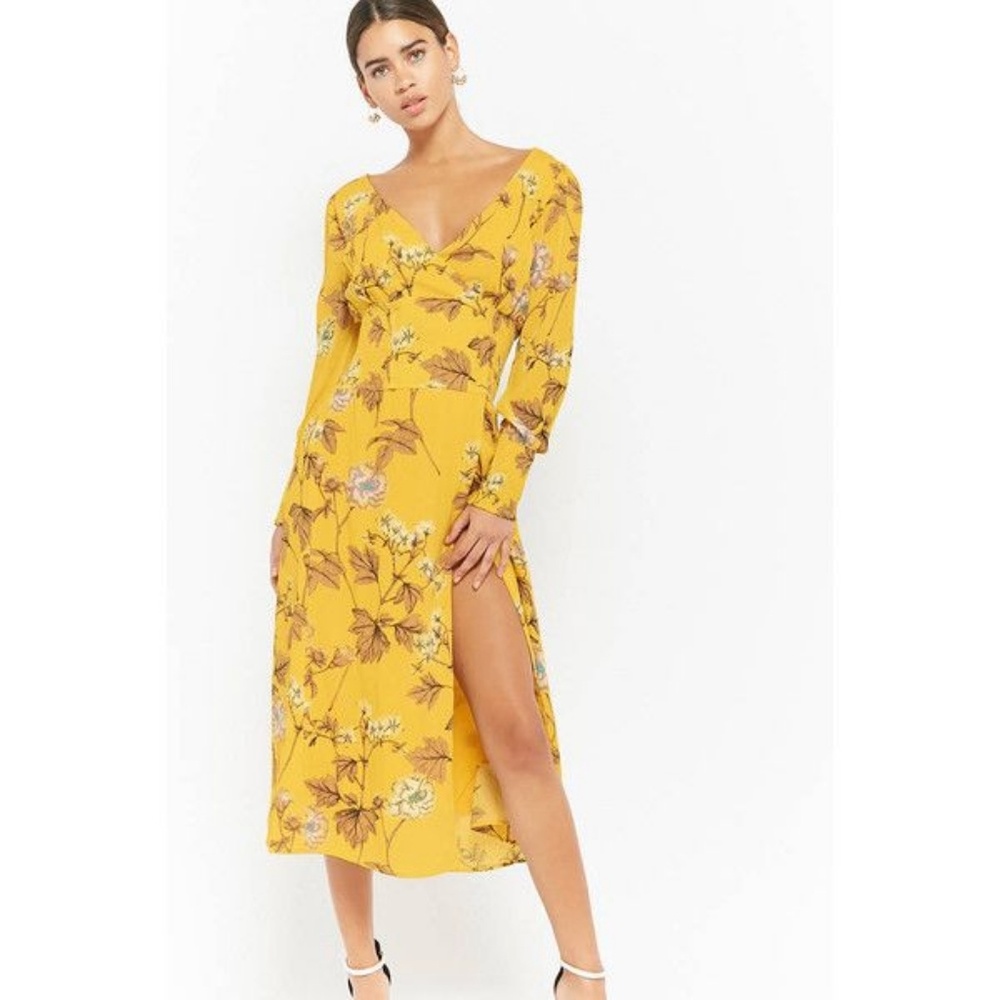 Floral Print Maxi Dress with Slit